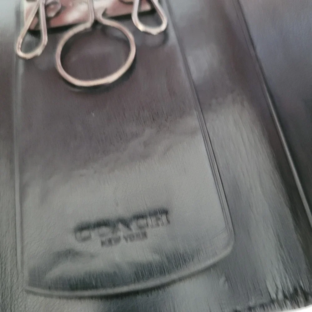 Coach Signature Monogram 4-Ring Key Case Charcoal Black Coated Canvas F64005